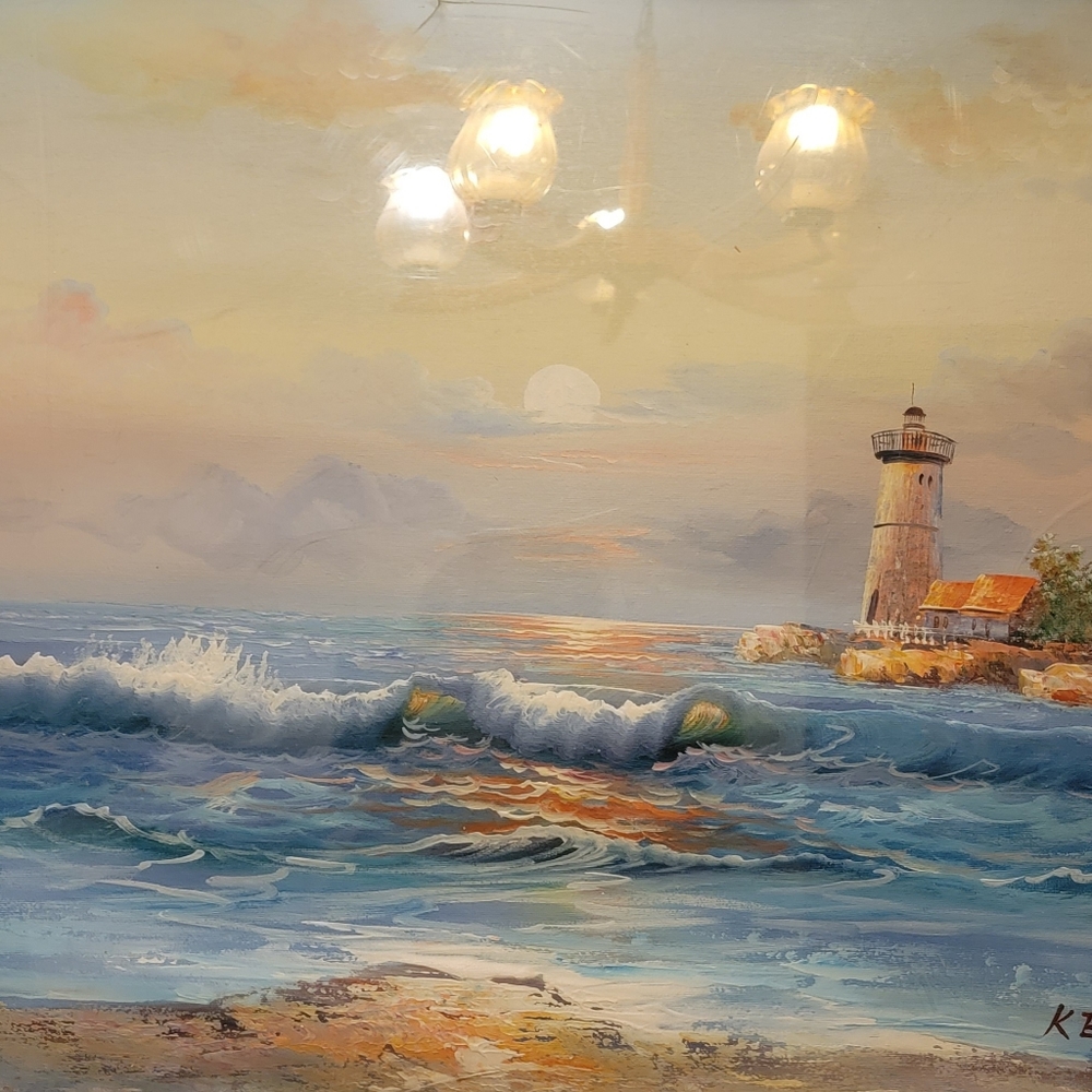 Lighthouse oil painting/ artist- Kent